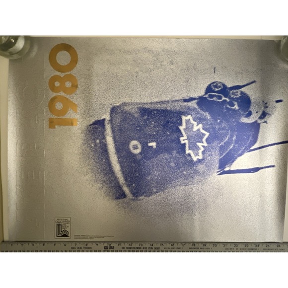 Other - Vintage 1980 Lake Placid Olympics Embossed Poster Team Canada Bobsled